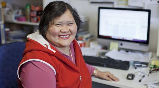 Woman in front of computer